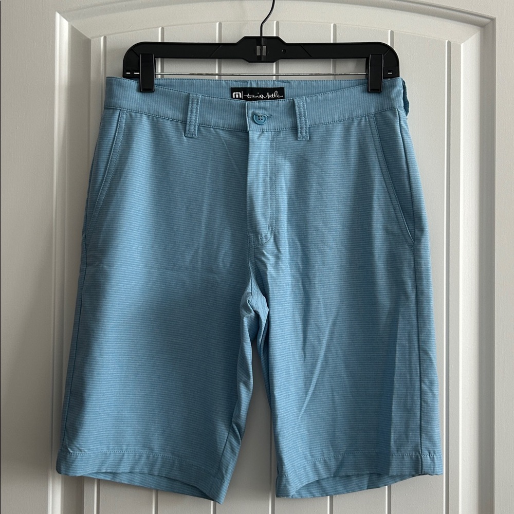 Travis Mathew Sky Blue Striped Shorts